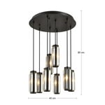 Apliqa Natali 8 Li Yuvarlak Siyah Modern Kristalli, Taşlı Modern Tasarım Kristal Salon Sarkıt Avize