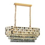Apliqa Orrel 10'lu Sıralı Gold Kristal Taşlı Modern Yemek Odası Salon Sarkıt Avize