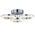 Apliqa Oylum 3'lü Krom 24 Watt Kristalli Koridor Salon Led Plafonyer Avize