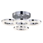 Apliqa Oylum 4'lü Krom 24 Watt Kristalli Koridor Salon Led Plafonyer Avize