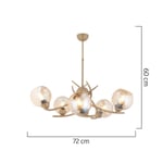 Apliqa Pireal 5'li Yuvarlak Eskitme Bal Camlı Modern Oturma Odası Salon Avize