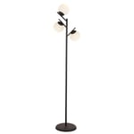 Apliqa Renji 3lü Siyah Boyalı Beyaz Camlı Modern Tasarım Metal Lambader