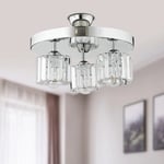 Apliqa Sabrina 3 Lü Yuvarlak Krom Kaplama Plafonyer Kristalli Taşlı Modern Tasarım Kristal Salon Avize