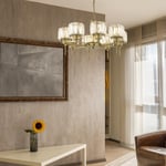 Apliqa Sadem 8'li Eskitme Kristalli Taşlı Modern Tasarım Salon-yatak Odası Kristal Salon Avize