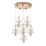 Apliqa Serap 6'lı 65 Watt 3000k Yuvarlak Gold Kristal Taşlı Ledli Salon Avize