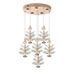 Apliqa Serap 6'lı 65 Watt 3000k Yuvarlak Gold Kristal Taşlı Ledli Salon Avize