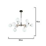 Apliqa Sofia 12'li Siyah Gold 100 Watt Yuvarlak Modern Oturma Odası, Salon Avize