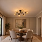 Apliqa Tanyer 6lı Siyah Modern Sarkıt Yatak Odası Retro Salon Avize