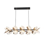 Apliqa Taran Sıralı Siyah Gold Çiçek Desenli 120 Watt Yemek Masası Üstü Modern Salon Led Avize