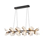 Apliqa Taran Sıralı Siyah Gold Çiçek Desenli 120 Watt Yemek Masası Üstü Modern Salon Led Avize