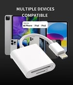 [Apple MFi sertifikalı] iPhone SD kart okuyucu, SD/Micro SD kart okuyucu, iPhone kamera için kart okuyucu, çift kart yuvası, hafıza kartı okuyucu, Lightning SD/TF kart okuyucu, iPhone 8/14/13/12 için