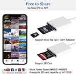[Apple MFi sertifikalı] iPhone SD kart okuyucu, SD/Micro SD kart okuyucu, iPhone kamera için kart okuyucu, çift kart yuvası, hafıza kartı okuyucu, Lightning SD/TF kart okuyucu, iPhone 8/14/13/12 için