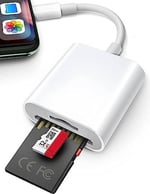 [Apple MFi sertifikalı] iPhone SD kart okuyucu, SD/Micro SD kart okuyucu, iPhone kamera için kart okuyucu, çift kart yuvası, hafıza kartı okuyucu, Lightning SD/TF kart okuyucu, iPhone 8/14/13/12 için