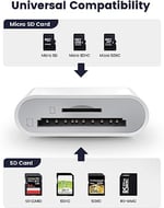 [Apple MFi sertifikalı] iPhone SD kart okuyucu, SD/Micro SD kart okuyucu, iPhone kamera için kart okuyucu, çift kart yuvası, hafıza kartı okuyucu, Lightning SD/TF kart okuyucu, iPhone 8/14/13/12 için