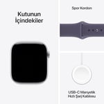 Apple Watch Series 11 GPS + Cellular 46 mm Gümüş Rengi Alüminyum Kasa Akıllı Saat ve Sis Moru Spor Kordon - S/M. Uyku Skoru, - Seçenekler: Spor Kordon, Milano Loop, kasa 42 mm, kasa 46 mm, S/M, M/L...