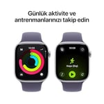 Apple Watch Series 11 GPS + Cellular 46 mm Gümüş Rengi Alüminyum Kasa Akıllı Saat ve Sis Moru Spor Kordon - S/M. Uyku Skoru, - Seçenekler: Spor Kordon, Milano Loop, kasa 42 mm, kasa 46 mm, S/M, M/L...