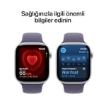 Apple Watch Series 11 GPS + Cellular 46 mm Gümüş Rengi Alüminyum Kasa Akıllı Saat ve Sis Moru Spor Kordon - S/M. Uyku Skoru, - Seçenekler: Spor Kordon, Milano Loop, kasa 42 mm, kasa 46 mm, S/M, M/L...