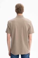 Ar-ma Erkek Polo Yaka Kısa Kollu Gömlek Regular Fit%100 Pamuk Penye Pike Düğme Kapamalı Cepsiz Y25374351101 Gri-Bej G8