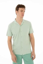Ar-ma Erkek Polo Yaka Kısa Kollu Gömlek Regular Fit%100 Pamuk Penye Pike Düğme Kapamalı Cepsiz Y25374351101 Yeşil-Y2