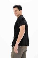 Ar-ma Erkek Polo Yaka Kısa Kollu Gömlek Regular Fit%100 Pamuk Penye Pike Düğme Kapamalı Cepsiz Y25374351101 Siyah-S1
