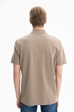 Ar-ma Erkek Polo Yaka Kısa Kollu Gömlek Regular Fit%100 Pamuk Penye Pike Düğme Kapamalı Cepsiz Y25374351101 Gri-Bej G8