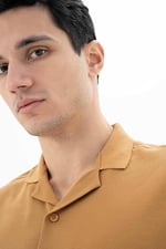 Ar-ma Erkek Polo Yaka Kısa Kollu Gömlek Regular Fit%100 Pamuk Penye Pike Düğme Kapamalı Cepsiz Y25374351101 Kahverengi-K1