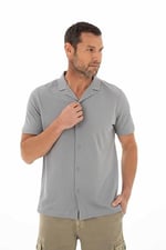 Ar-ma Erkek Polo Yaka Kısa Kollu Gömlek Regular Fit%100 Pamuk Penye Pike Düğme Kapamalı Cepsiz Y25374351101 Gri-G2