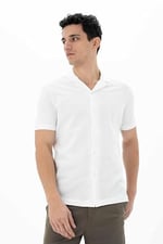 Ar-ma Erkek Polo Yaka Kısa Kollu Gömlek Regular Fit%100 Pamuk Penye Pike Düğme Kapamalı Cepsiz Y25374351101 Beyaz-B1