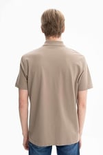 Ar-ma Erkek Polo Yaka Kısa Kollu Gömlek Regular Fit%100 Pamuk Penye Pike Düğme Kapamalı Cepsiz Y25374351101 Gri-Bej G8