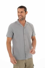 Ar-ma Erkek Polo Yaka Kısa Kollu Gömlek Regular Fit%100 Pamuk Penye Pike Düğme Kapamalı Cepsiz Y25374351101 Gri-G2
