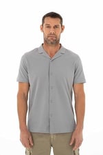 Ar-ma Erkek Polo Yaka Kısa Kollu Gömlek Regular Fit%100 Pamuk Penye Pike Düğme Kapamalı Cepsiz Y25374351101 Gri-G2
