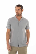 Ar-ma Erkek Polo Yaka Kısa Kollu Gömlek Regular Fit%100 Pamuk Penye Pike Düğme Kapamalı Cepsiz Y25374351101 Gri-G2
