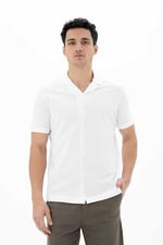 Ar-ma Erkek Polo Yaka Kısa Kollu Gömlek Regular Fit%100 Pamuk Penye Pike Düğme Kapamalı Cepsiz Y25374351101 Beyaz-B1