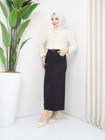 Ara Boy Likralı Gabardin Etek - Siyah