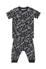 Araba Erkek Çocuk Siyah T-Shirt Kapri Şort Takım