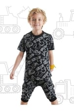 Araba Erkek Çocuk Siyah T-Shirt Kapri Şort Takım