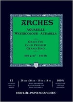 Arches 1795058 bloklu sulu boya kağıdı (18 x 26 cm, 4 tarafı yapıştırılmış, 300 g/m² ince tanecikli) 20 yaprak doğal beyaz