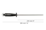 ARCOS Steela 230mm Karbon Çelik ve Elmastan Üretilmiş Manuel Bıçak Bileyici. Ergonomik Polipropilen Saplı Profesyonel Kalemtıraş. Sağlak ve sollak. Siyah Renk