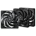 ARCTIC P12 İnce PWM PST (3 Adet) - 120 mm Fan, PWM Paylaşım Teknolojisi, Statik Basınç, PST Bağlantısı, Hız 300-2100 RPM - Siyah