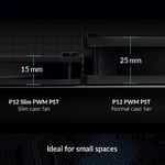 ARCTIC P12 İnce PWM PST (3 Adet) - 120 mm Fan, PWM Paylaşım Teknolojisi, Statik Basınç, PST Bağlantısı, Hız 300-2100 RPM - Siyah