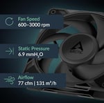 ARCTIC P12 Pro - Güçlü Premium Fan, 120 mm PWM Fan, 600-3000 RPM, 0 RPM <% 5 PWM, Akışkan Dinamik Rulman, 4-Pin - Siyah