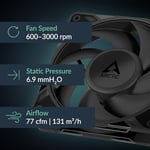 ARCTIC P12 Pro PST - 5'li Paket - Güçlü Premium Fan, Y-Kablo Ayırıcılı 120 mm PWM Fan, 600-3000 RPM, 0 RPM <% 5 PWM, Akışkan Dinamik Rulman, 4-Pin - Siyah