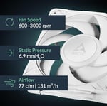 Arctic P12 Pro PST White 120mm 3000RPM 77CFM Yüksek Performans Kasa Fanı (ACFAN00308A)
