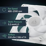 Arctic P14 Pro A-RGB (Beyaz) - Güçlü Premium Fan, Y Kablo Bölmeli 140 mm PWM Fan, 400-2500 RPM, 0 RPM <% 5 PWM, 5V Dijital RGB Akışkan Dinamik Rulman - Beyaz