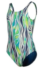 ARENA GIRLS' ARENA WATER PRINT SWIMSUIT ONE PIECE Mayo, ZEBRA, 14-15