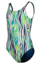 ARENA GIRLS' ARENA WATER PRINT SWIMSUIT ONE PIECE Mayo, ZEBRA, 14-15