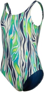 ARENA GIRLS' ARENA WATER PRINT SWIMSUIT ONE PIECE Mayo, ZEBRA, 14-15