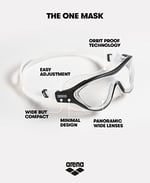ARENA The One Mask Anti-Fog Schwimmmaske für Erwachsene, Schwimmmaske mit Großen Gläsern, UV-Schutz, Selbstjustierender Nasensteg, Orbit-Proof Dichtungen