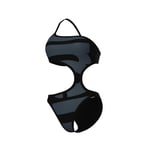 Arena Women's Arena Logo One Piece Single Shoulder Mayo, Asphalt Multi-Black-Black, M