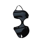 Arena Women's Arena Logo One Piece Single Shoulder Mayo, Asphalt Multi-Black-Black, M